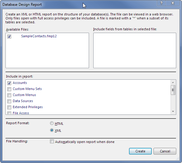 Database Design Report window