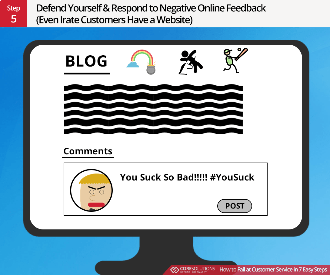 Image showing step 5 of how to fail at customer service
