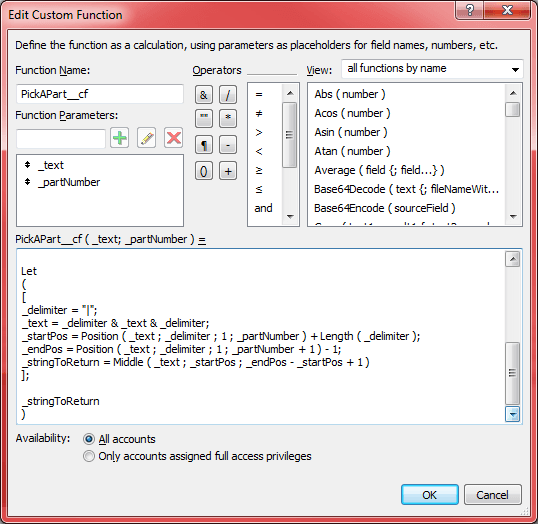 Building the custom function