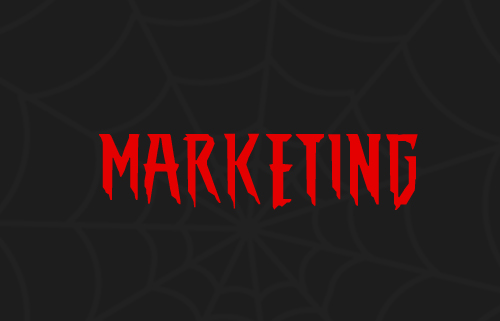 image of the word marketing designed similar to the Spiderman logo