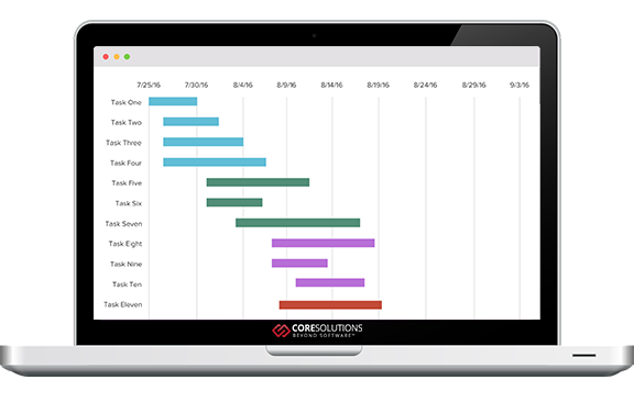 Gantt chart on a laptop screen